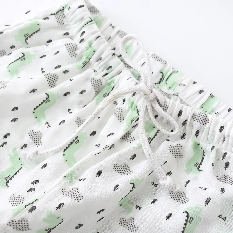 Женские пижамные штаны из 100% хлопка двухслойные тонкие летние свободные для