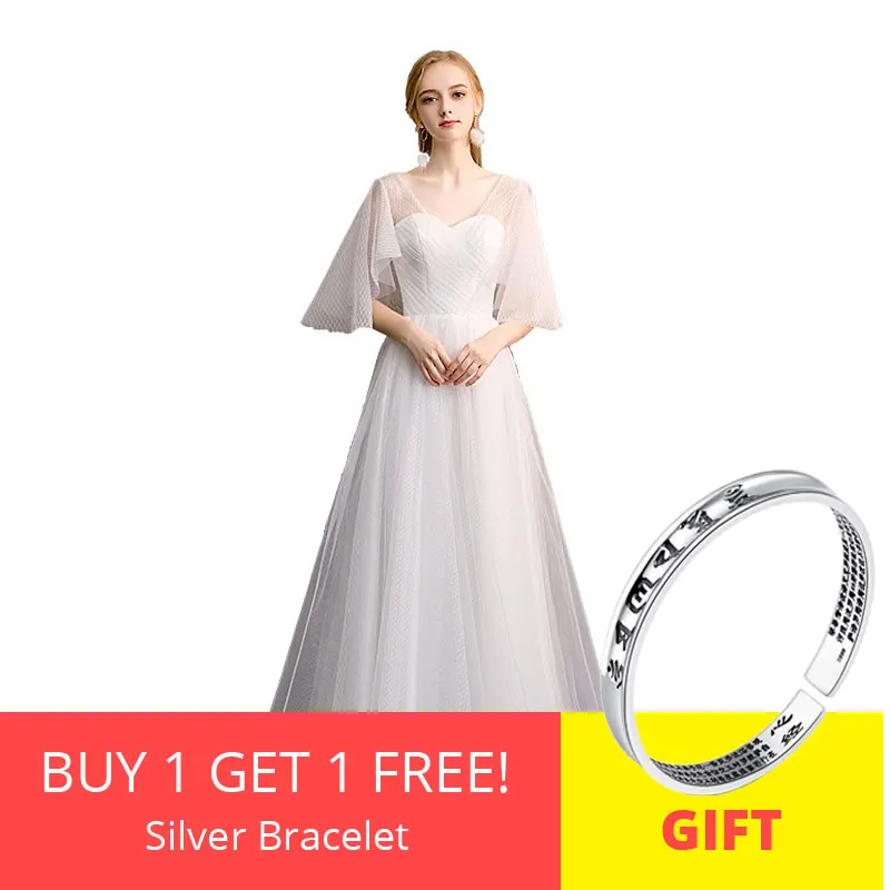 Женское длинное платье подружки невесты белое кружевное трапециевидной формы