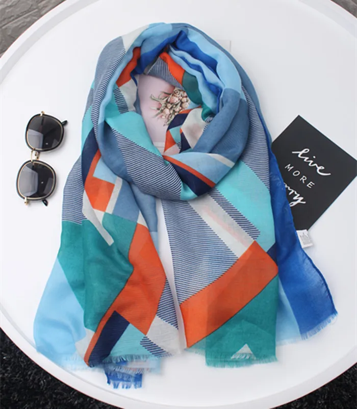 Новинка 2019 шарфы с бахромой и геометрическим принтом шаль Длинная пляжная Модная
