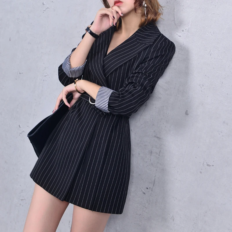 YAUAMDB женские блейзеры 2018 Весна cotton Хлопок Женский костюм куртки одежда полосатые