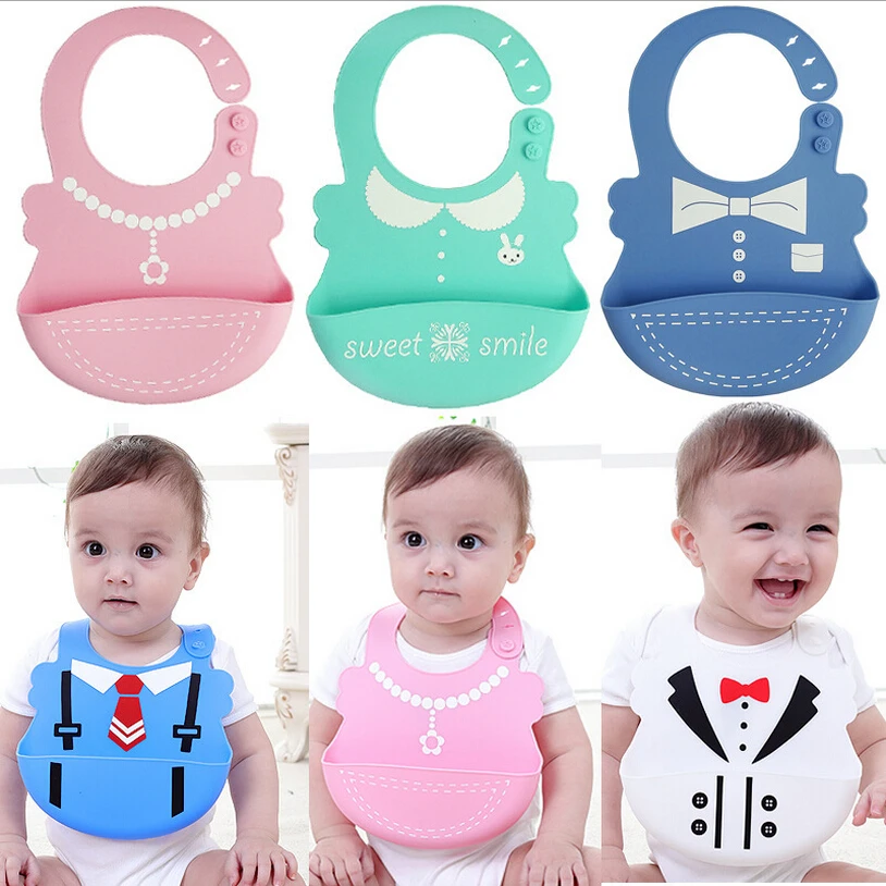 Baby bibs Waterproof silicone feeding Infant saliva towel Soft Silicone newborn cartoon aprons Food-grade Bibs | Детская одежда и