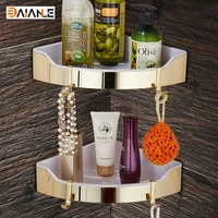 gold stainless steel abs plastic bathroom shelves brushed nickel wall mount triangle shower caddy rack bath accessories