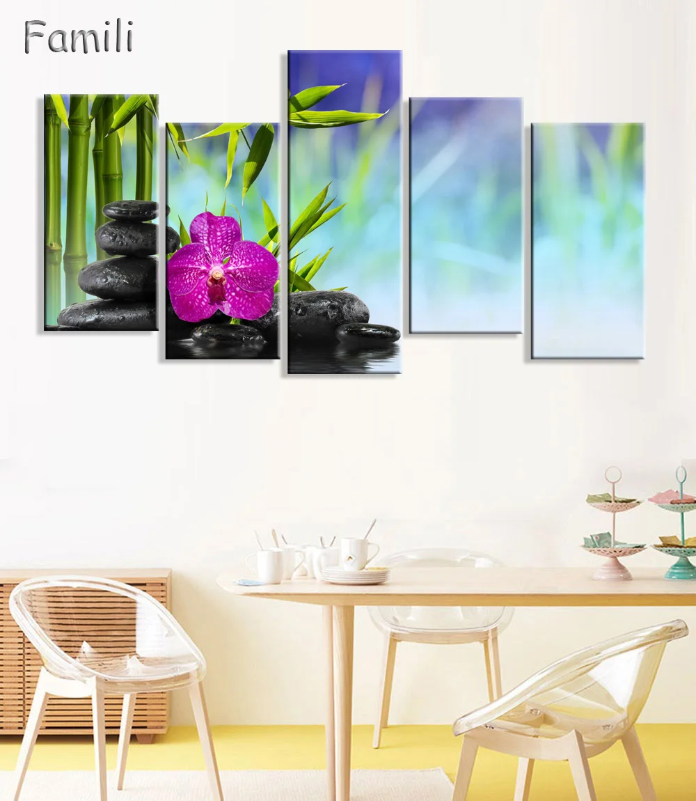 5 панелей без рамки холст фотопечать орхидеи и фото Декор новейшая Настенная
