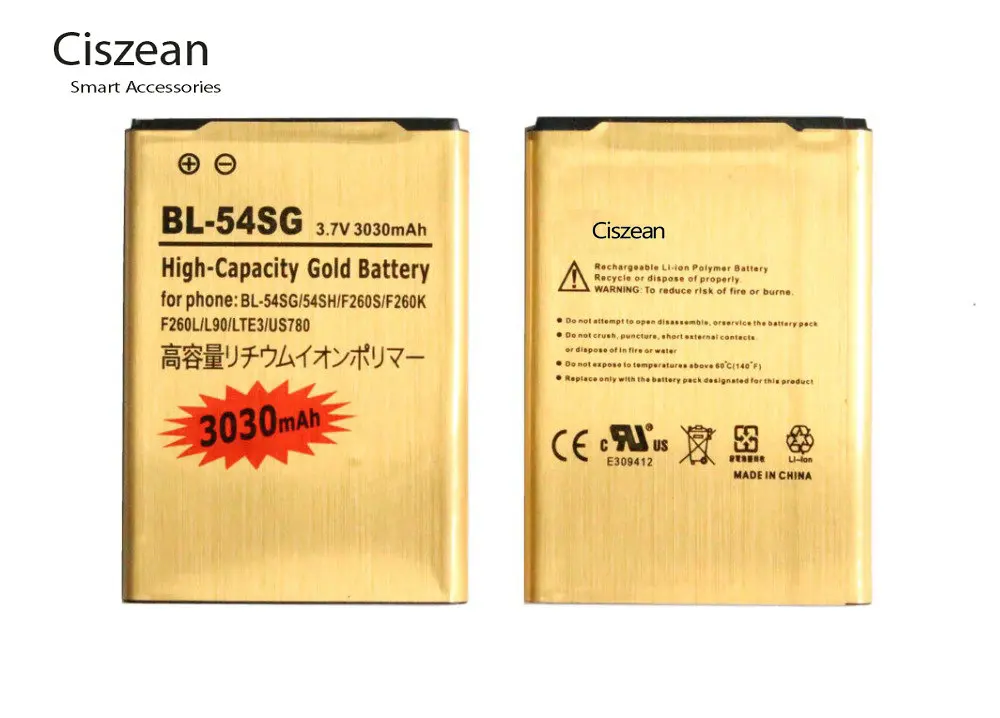 2x3030 mAh BL 54SG 54SH Золотой сменный аккумулятор + универсальное зарядное устройство для LG F260S F260K F260L F260 LTE3 US780 L90 F7 VU3