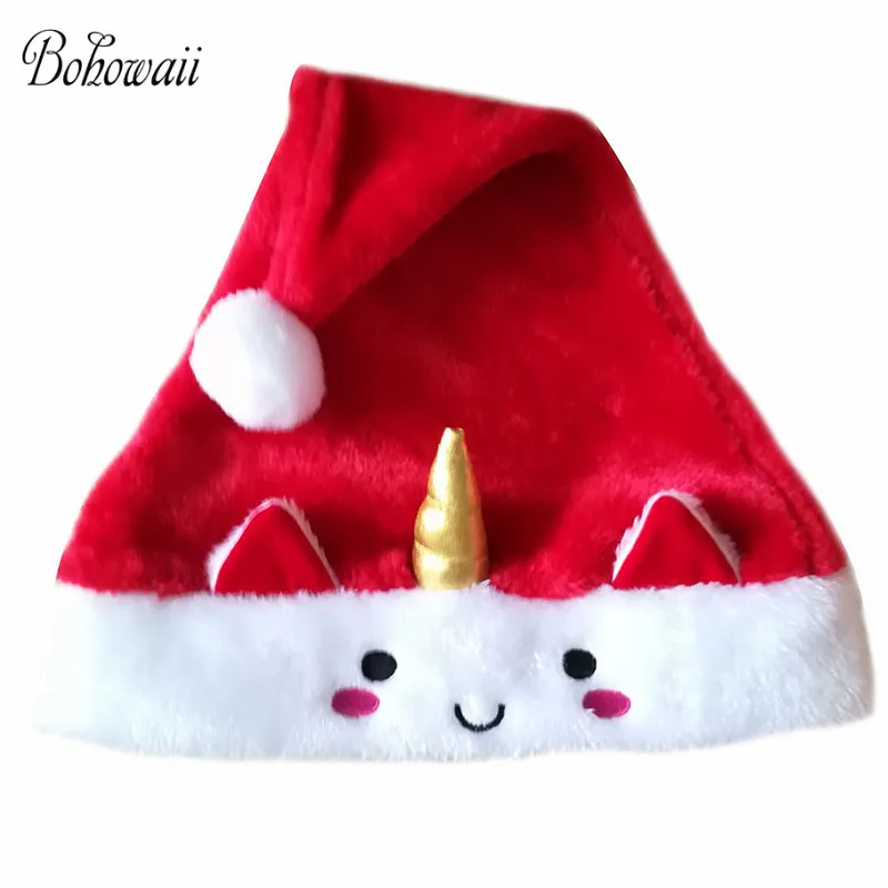 BOHOWAII Новый Дизайн Зимняя плюшевая Единорог Рождественская шапка унисекс оптовая