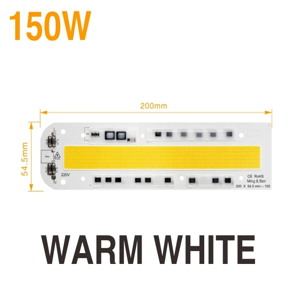 Smart IC светодиодный COB чип лампа 30 Вт 50 Вт 70 Вт 100 Вт 150 Вт 220 В 110 В IP65 Smart IC для DIY светодиодный прожектор холодный теплый белый наружное освещение - Испускаемый цвет: 150W Warm White