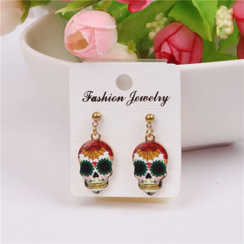 1 пара Calavera расширяемая сахарно-Сладкая причудливая серьга с черепом s праздновать мексиканский День мертвых Хэллоуин сахар серьга с черепом