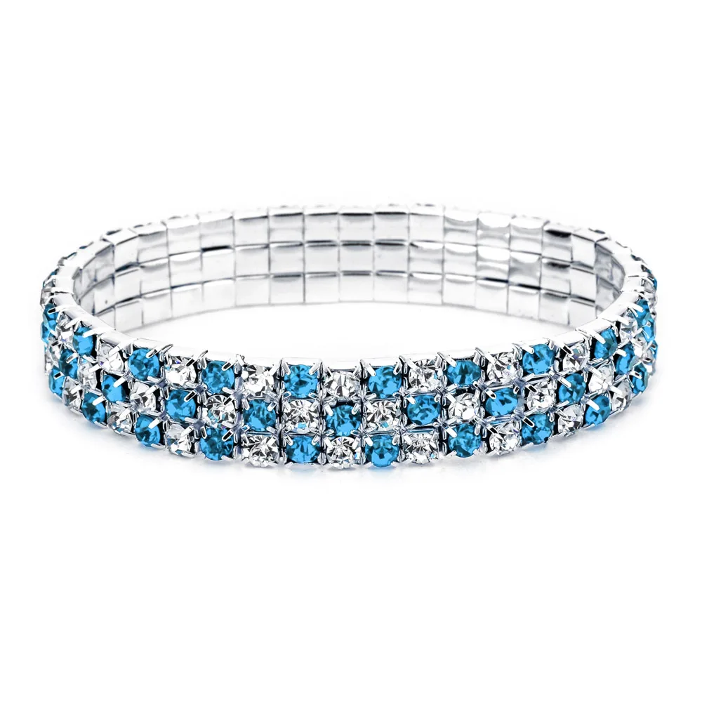 C SLZBCY Bling Свадебные браслеты с кристаллами вечерние ювелирные изделия Стразы эластичный стрейч браслет для женщин bileklik femme - Окраска металла: C