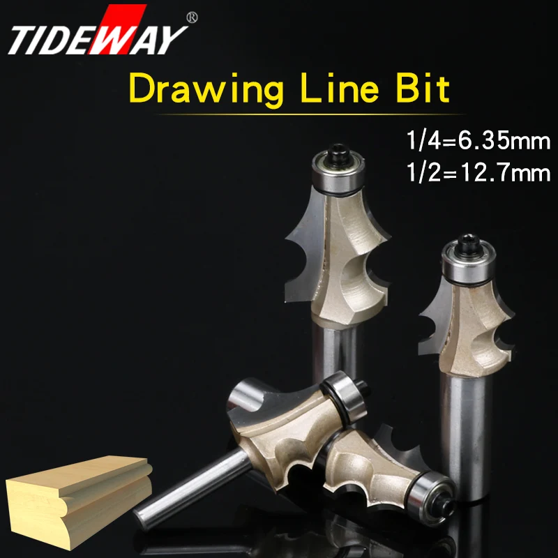 TIDEWAY 1/2 &quot1/4&quot хвостовик фрезы для деревообработки с подшипником