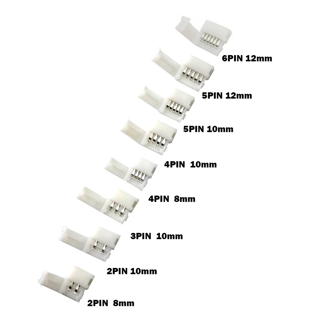 5 шт. светодиодные ленты разъемы 2pin 8 мм/2pin 10 мм/4pin 10 мм/5pin 10 мм/5pin 12 мм/6pin 12 мм сварочный разъем для полосы