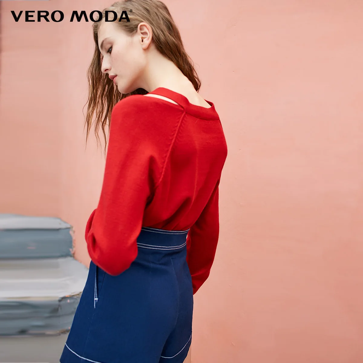 Vero Moda тонкий свитер женский полый уличная одежда рукав чистый вязаный свитер для женщин | 318313504