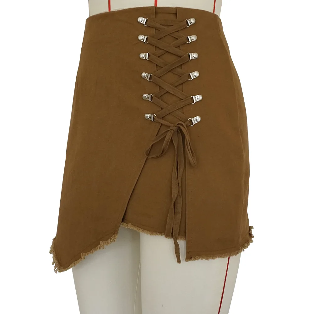 Летние кружевные Джинсы женские Мини Асимметричные Юбки Высокая талия молния