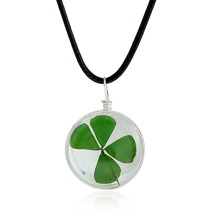 Ожерелье с подвеской из натурального сушеного одуванчика стеклянный шар цветок