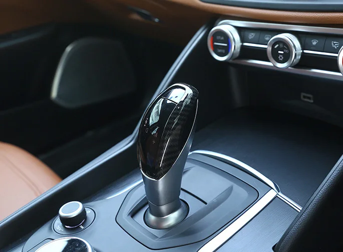 Автомобильный стиль, карбоновое волокно, пластиковый рычаг переключения передач, Накладка для Alfa Romeo Giulia TI, база, седан, 4 двери