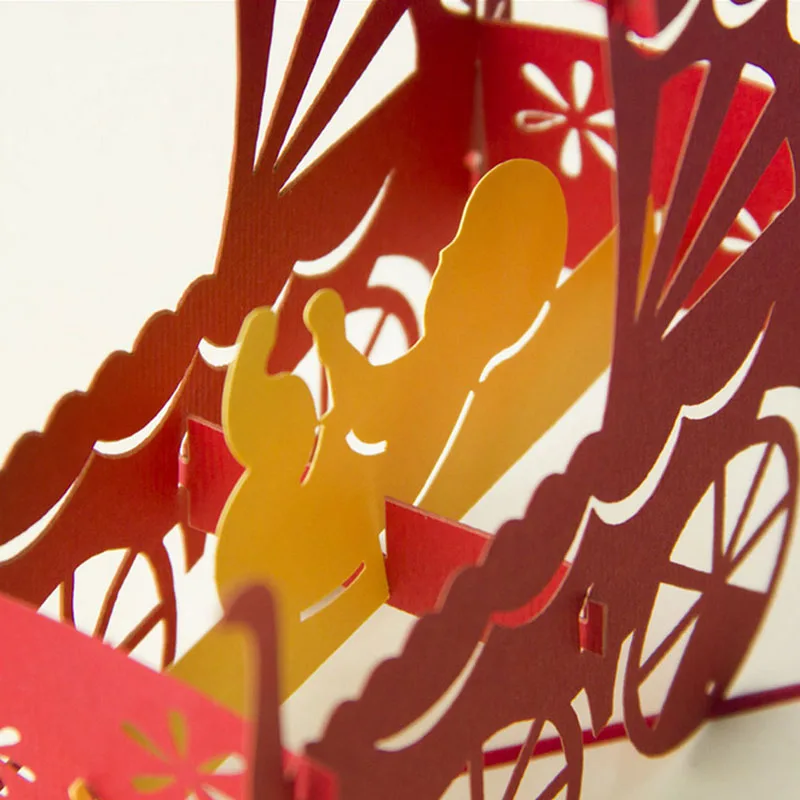 3D выдвижная бумажная поздравительная открытка с лазерной резкой креативная