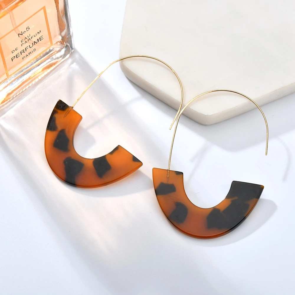 GEREIT Мода Bijoux Brinco Boho леопардовая черепаха раковина большой крючок акриловые серьги висячие серьги