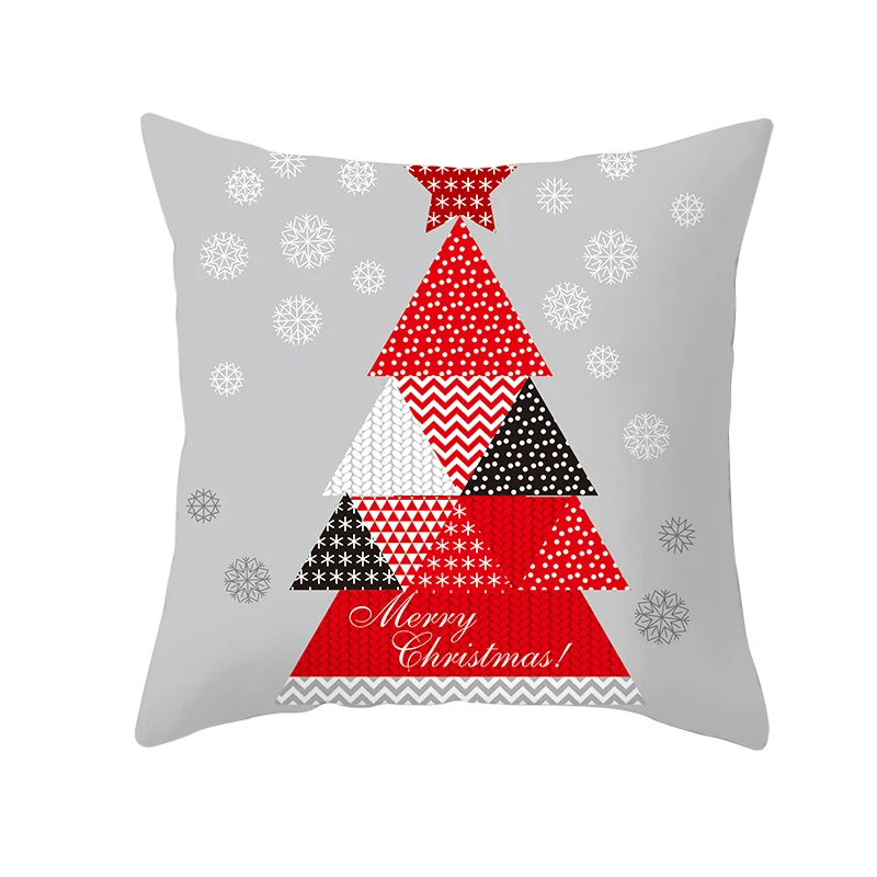 H18 mling 1pcs 45x45cm Santa Claus Christmas Tree Pillowcase Peach Skin Pillowcase Waist Pillow Polyester Throw Pillow Case Cover - Color: H18