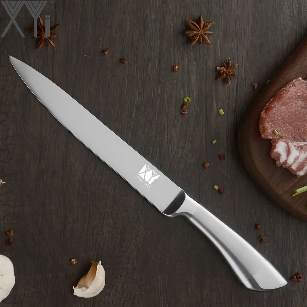 XYj 8 дюймов нержавеющая сталь нарезки Ножи мясо суши рыба пособия по кулинарии