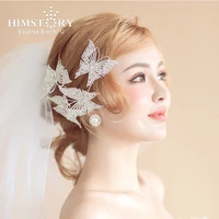 himstory sparkling butterfly hairbands soft chain sweet bride hairbands wedding tiara hair accessories hairwear jewelry