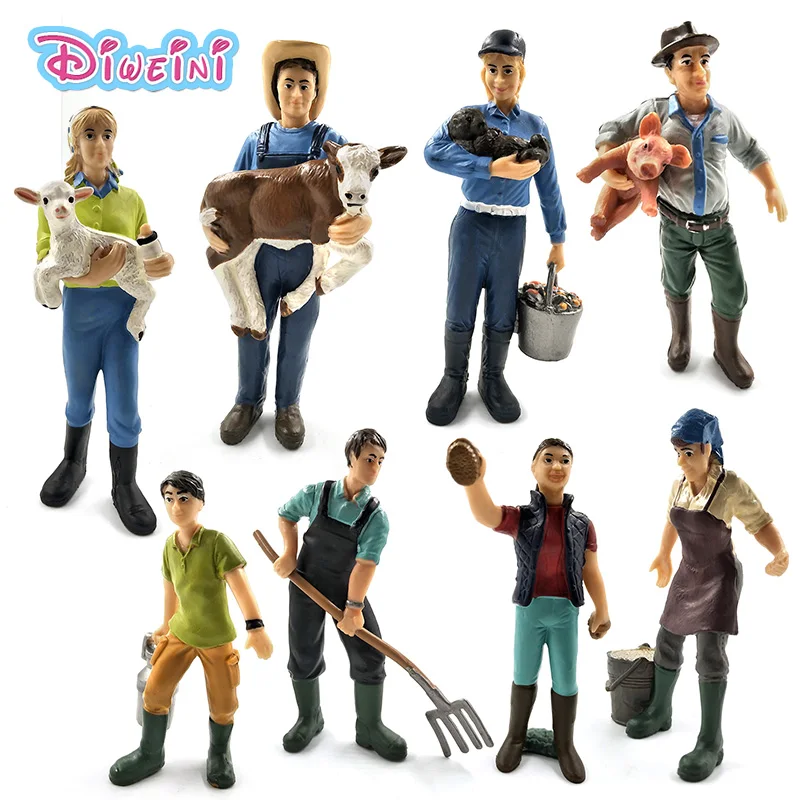 Моделирование фермы фигурки собаки овечки коровы свиньи фермера людей модель