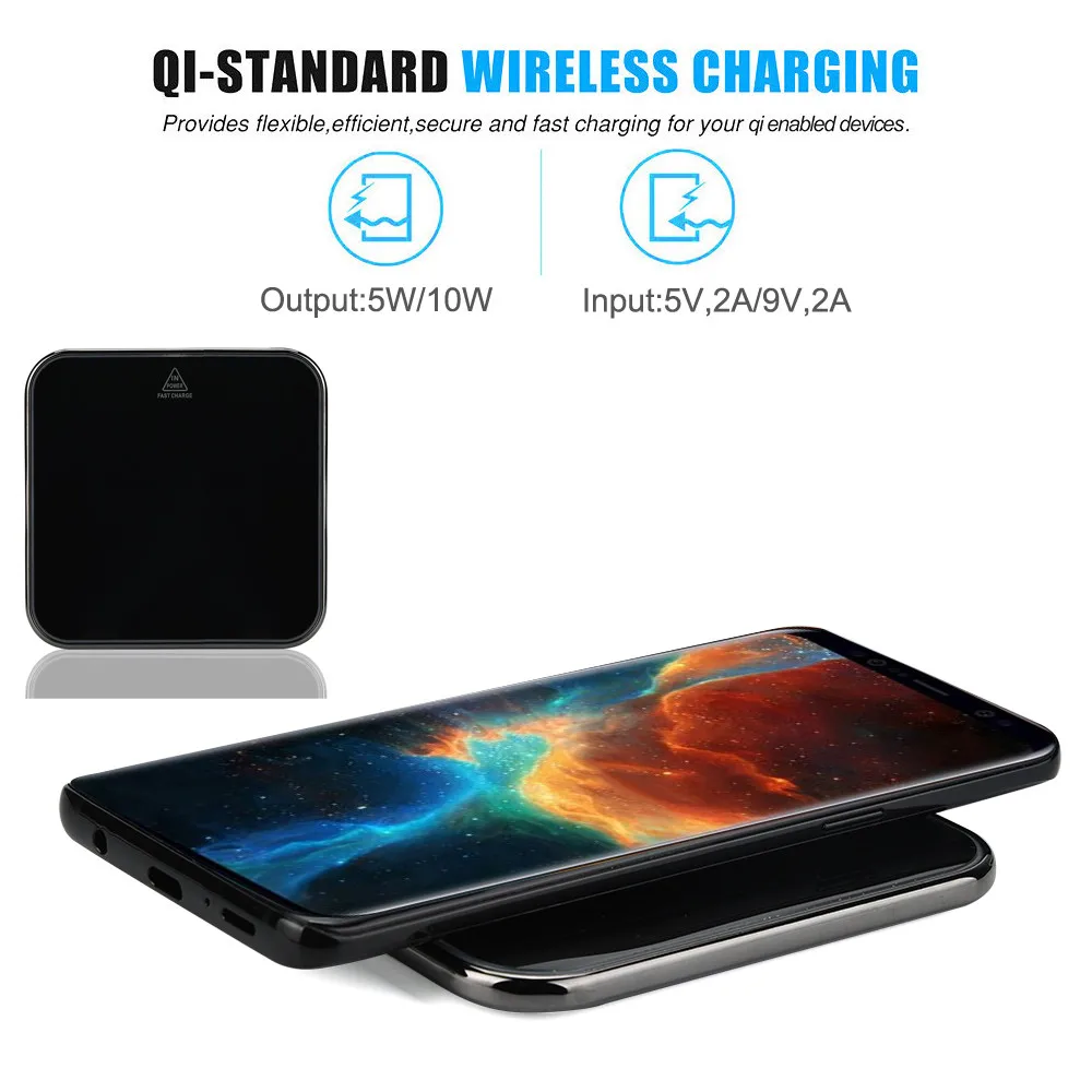 Qi Wireless Fast Charger with Safe Protection wireless Faster Charging Pad for iPhone X/XS/Max XR For Samsung Galaxy Note 9/S9 |