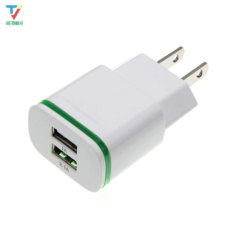 

300pcs/lot 5V 2A EU/US Plug LED Light 2 USB Adapter Mobile Phone Wall Charger Device Micro Data Charging For iPhone iPad Samsung