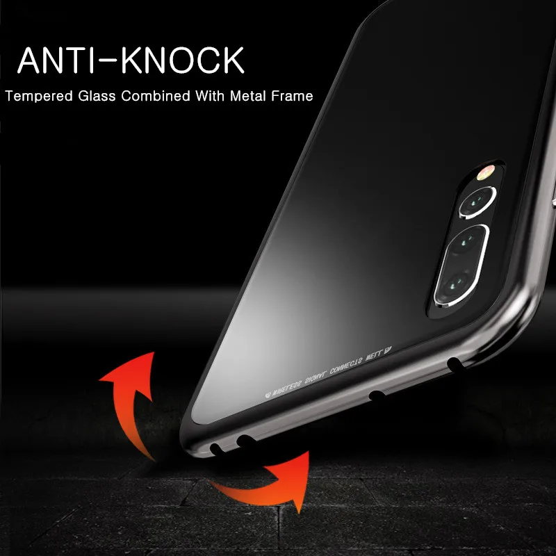 Металлический магнитный стеклянный чехол для Huawei P20 P20Pro закаленное стекло пленка