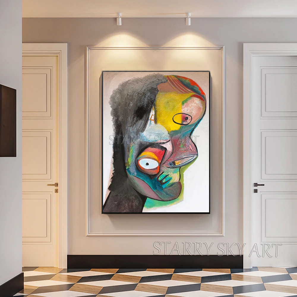 

Excellent Artist Reproduction Abstract Portrait Oil Painting on Canvas Hand-painted Famous Abstract Figure Man Head Oil Painting