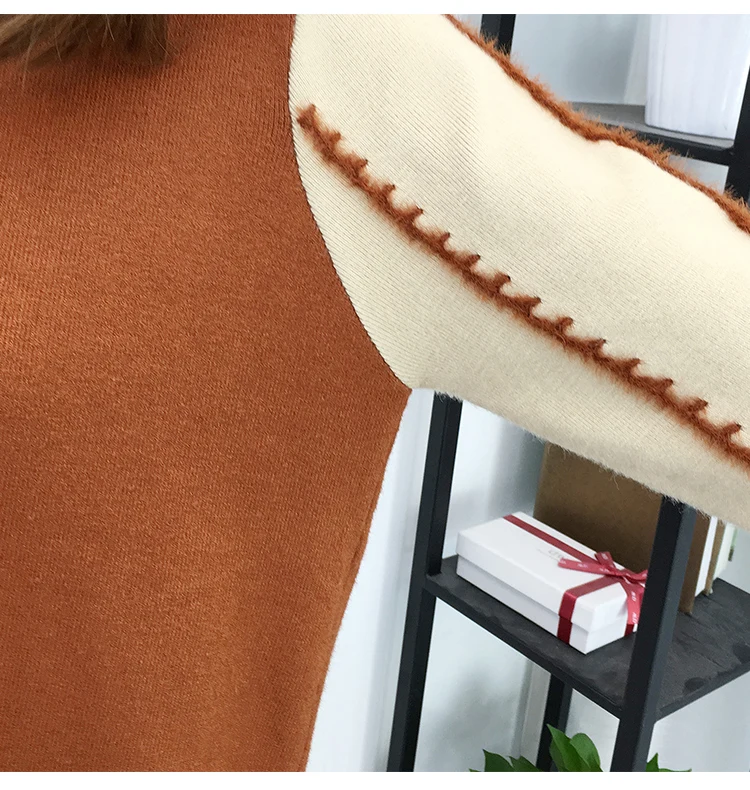 Размера плюс XL, XXL, XXXL мода Осенне-зимняя Дамская обувь Новое вязаное платье с длинным рукавом Свободные пуловеры мини Платья-свитеры L1583