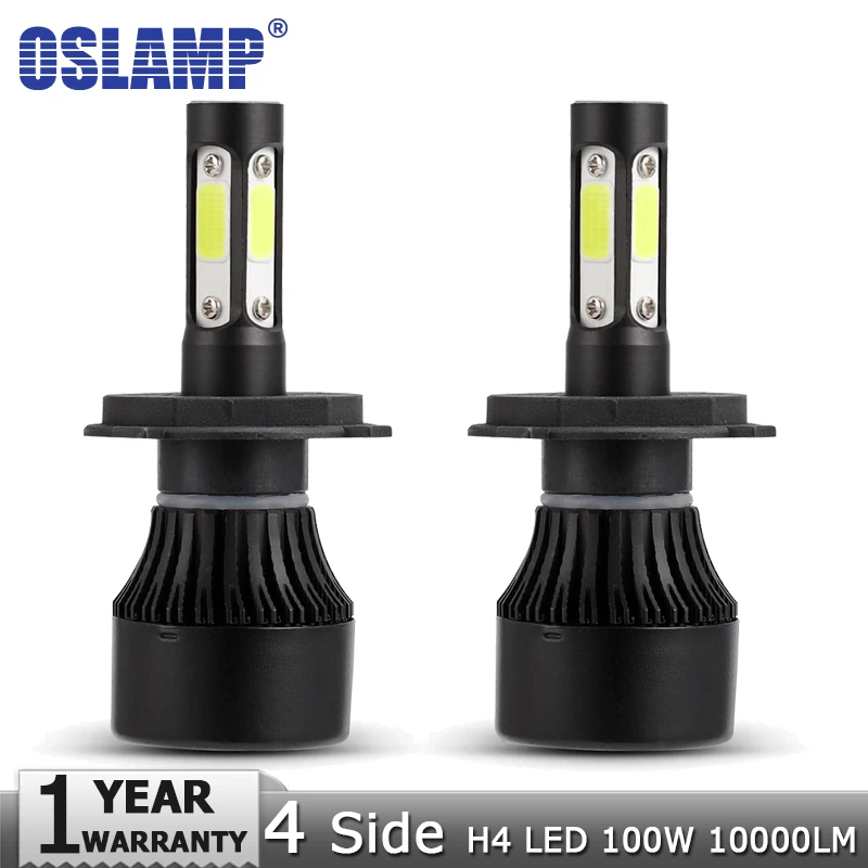 Oslamp Новый 4 боковых люменов 100 Вт 10лм H4 Hi lo светодиодный автомобильный головной