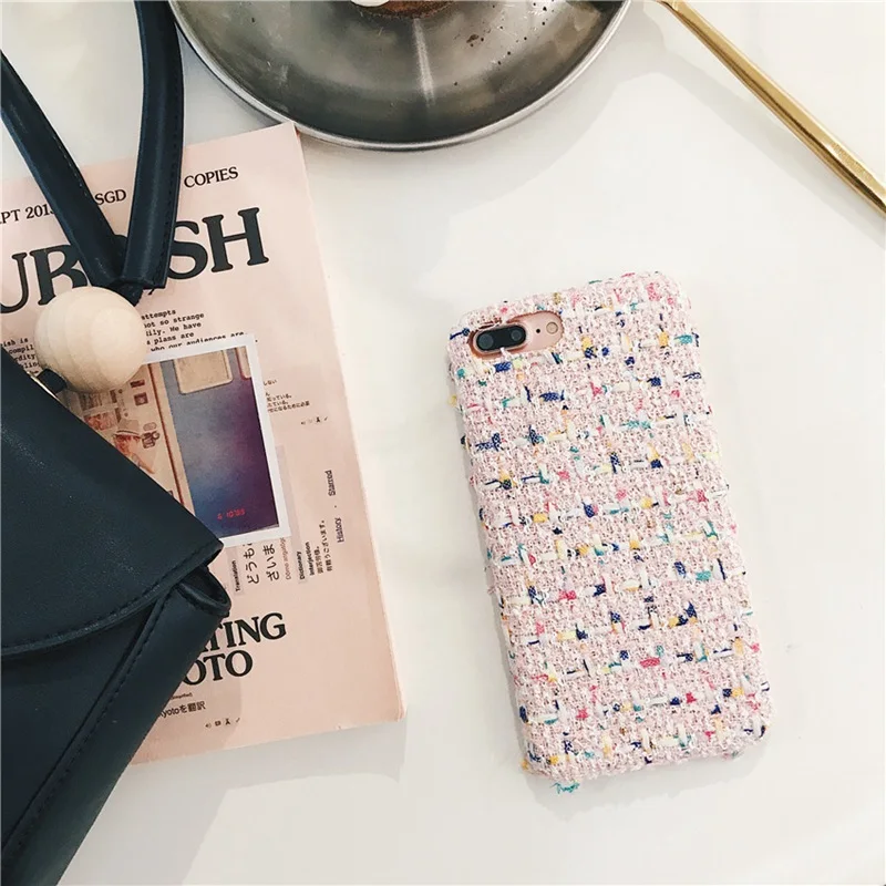 Плюшевые джинсовой ткани в клетку, чехол для телефона для iPhone XS/XR/XS Max ТПУ 7/8 7/8 plus/6/6s чехол(розовый/черный/белый/синий