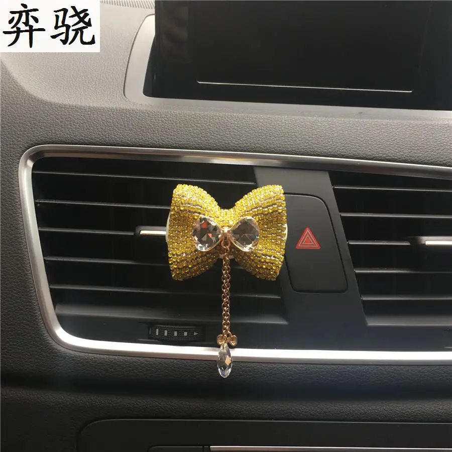 

Colorful bow Pendant tie ornaments Lady perfume car styling Air conditioner perfume clip Bow car perfume Air Freshener Clip