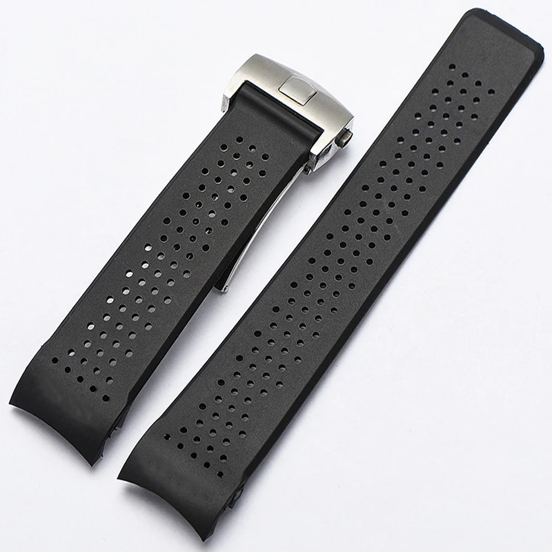 TAG STRAP BUCKLE Y 22 мм, 24 мм, топ резиновый ремешок для часов, супертонкий силиконовый серебристый ремешок из нержавеющей стали, застежка-бирка, ремешок для часов - Цвет ремешка: TAG STRAP BUCKLE Y