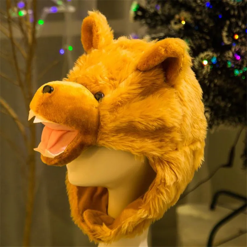 Мультфильм собака медведь бурый плюшевая шапочка в виде животного капюшон