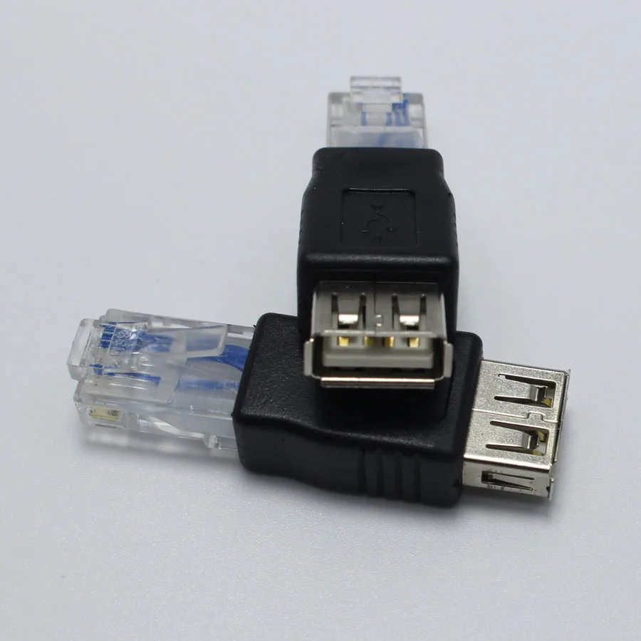 1 шт. штекер RJ45 к USB AF тип A гнездо адаптера Разъем LAN сетевой Ethernet