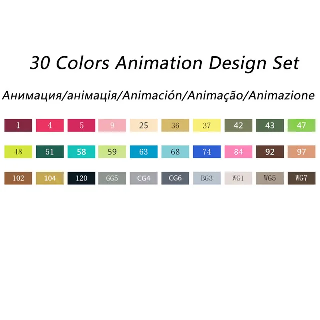 30 Animation set TOUCHFIVE эскизные маркеры для рисования алкогольные чернила на масляной основе набор маркеров Кисть ручка для акварельной живописи товары для рукоделия - Цвет: 30 Animation set