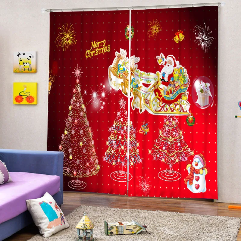 3D рождественские шторы для Гостиная плотные гардины и карнизы в детскую 0002 | Дом