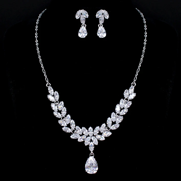 2018 г. корейские модные подвески Колье Серьги Комплекты с кубического циркония