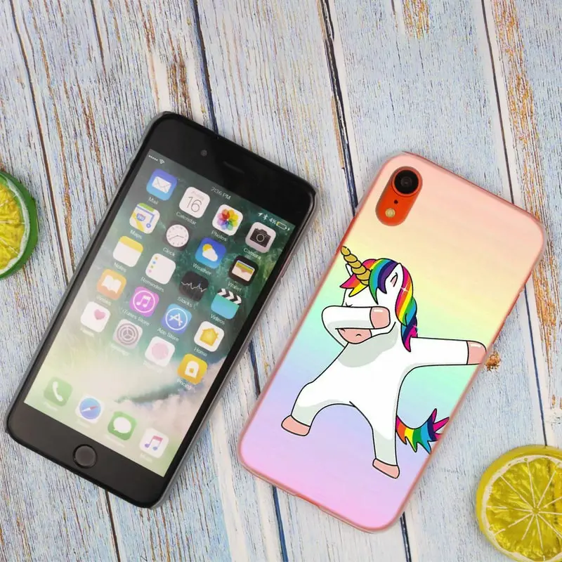 Яркий модный прозрачный жесткий чехол для телефона с единорогом iPhone X XS Max XR 8 7 6 6s