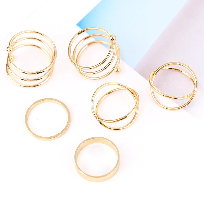 IFFURMON Retro Wedding Rings Set Mixed Hasma Hand Knuckle Midi Female Atique Gold Color Anillos Mujer Jewelry Gift | Украшения и