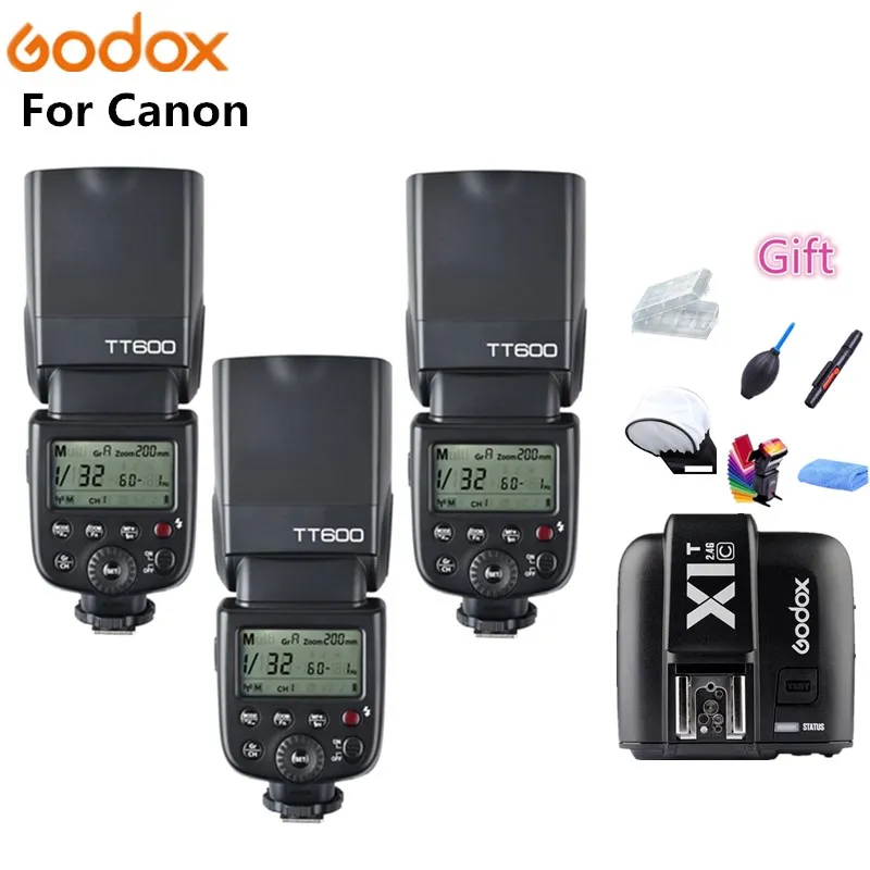 

3x Godox Thinklite TT600 TT600S Camera Flash Speedlite Diffuser + X1T-C/N/S/F/O Transmitter for Canon Nikon Sony Fuji Olympus