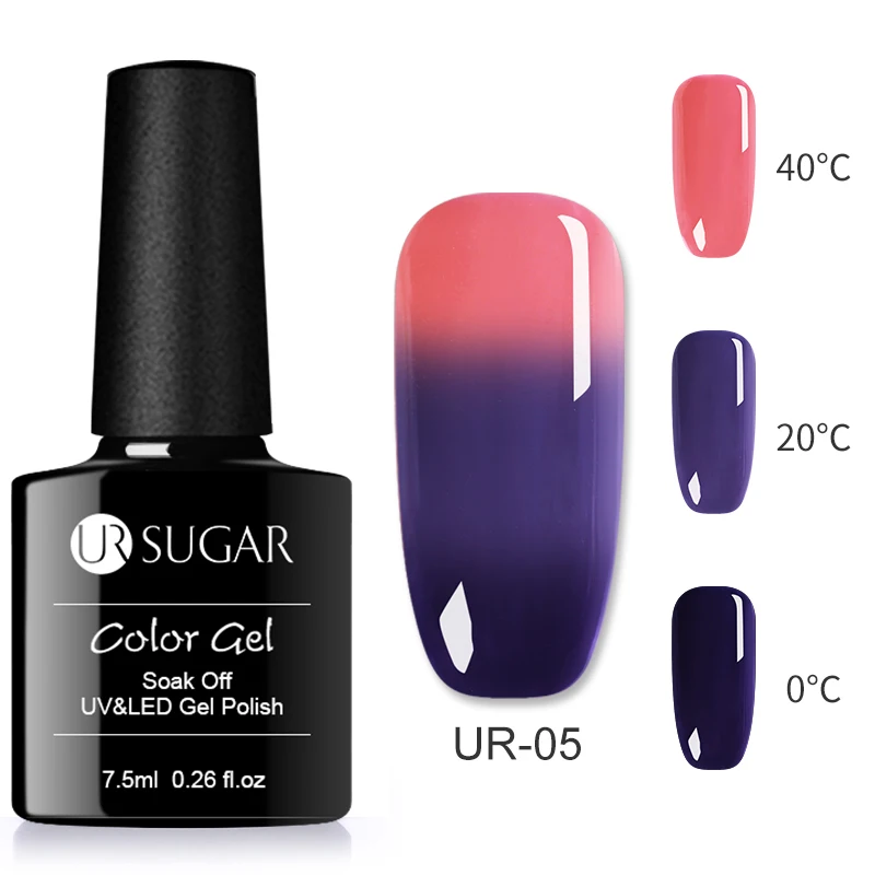 UR-05 Ur Sugar, 7,5 мл, термальный Гель-лак для ногтей, 3 цвета, меняющий температуру, замочить, УФ-Гель-лак для нейл-арта, лак для маникюра, светодиодный - Цвет: UR-05