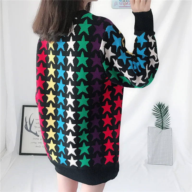 Осень Новая мода женские с принтом со звездой Камуфляж пуловеры длинными