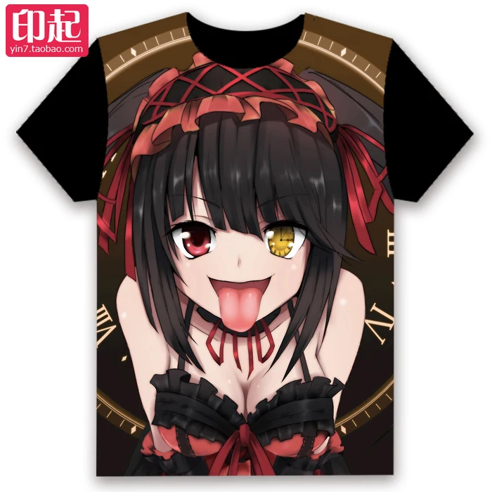 

Anime DATE A LIVE Cosplay Tokisaki Summer new men and women casual Full-color T-shirt