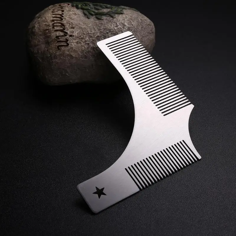 1 шт. серебристая стальная Расческа для стрижки бороды|Расчески| |