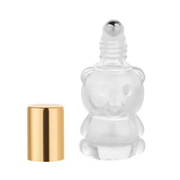 essential oil glass bottle empty clear bear shaped steel roller ball vial refillable makeup packaging 8ml perfume roll on bottle