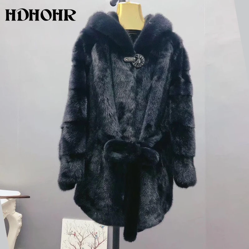 HDHOHR новые шубы из натурального меха женские модные шубы из натурального меха норки вы не должны упустить короткое пальто из норки цельная шкурка шуба