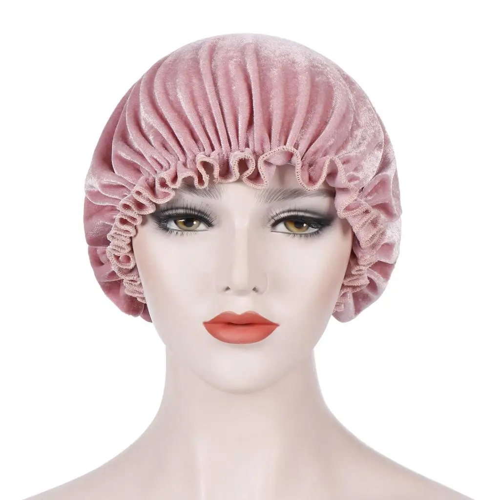 Женская бархатная Кепка для ночного сна уход за волосами шляпа головной убор