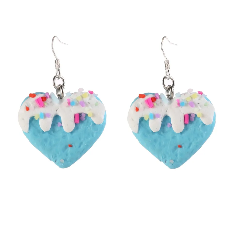 Серьги-подвески в виде сердца с радужным завитком