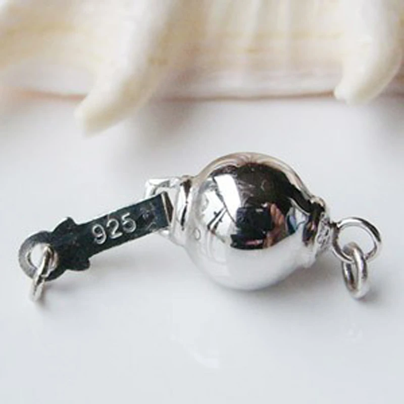 10 мм покрытого родием шарообразный 925 пробы серебряная застежка|silver clasp|925 sterling